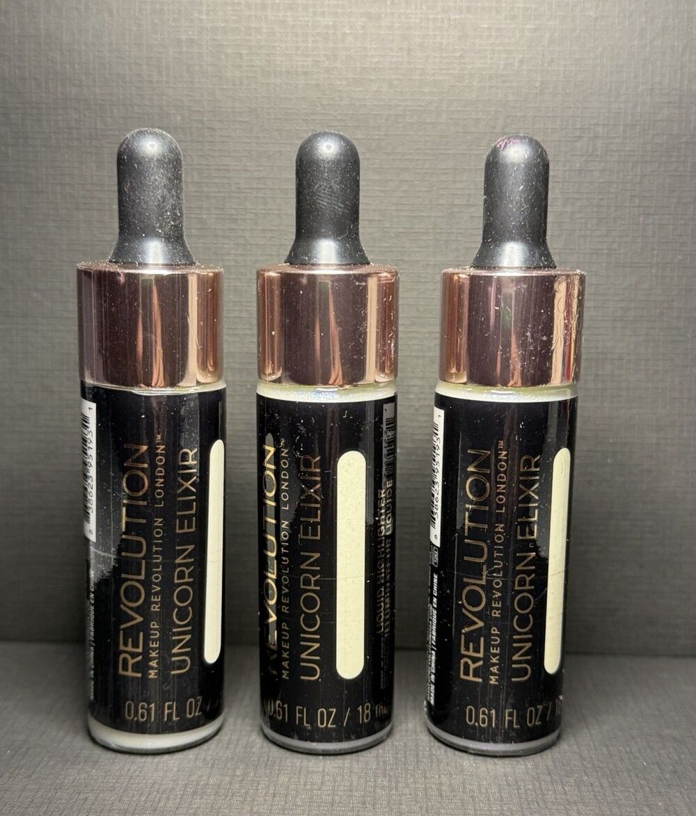 Makeup Revolution Unicorn Elixir Liquid Highlighter 3 Pack Iridescent Glow Drops